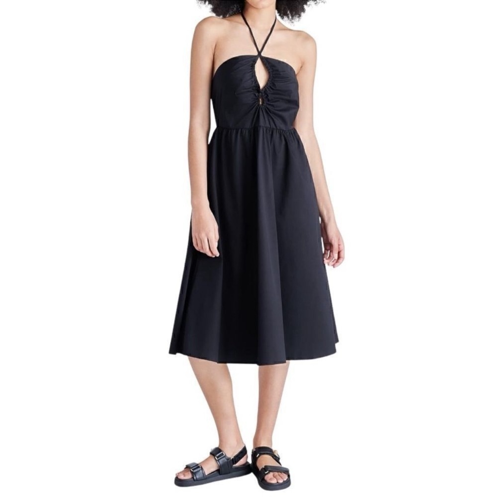 Brand New With Tags Steve Madden Poplin Midi Black Sundress Size Medium
